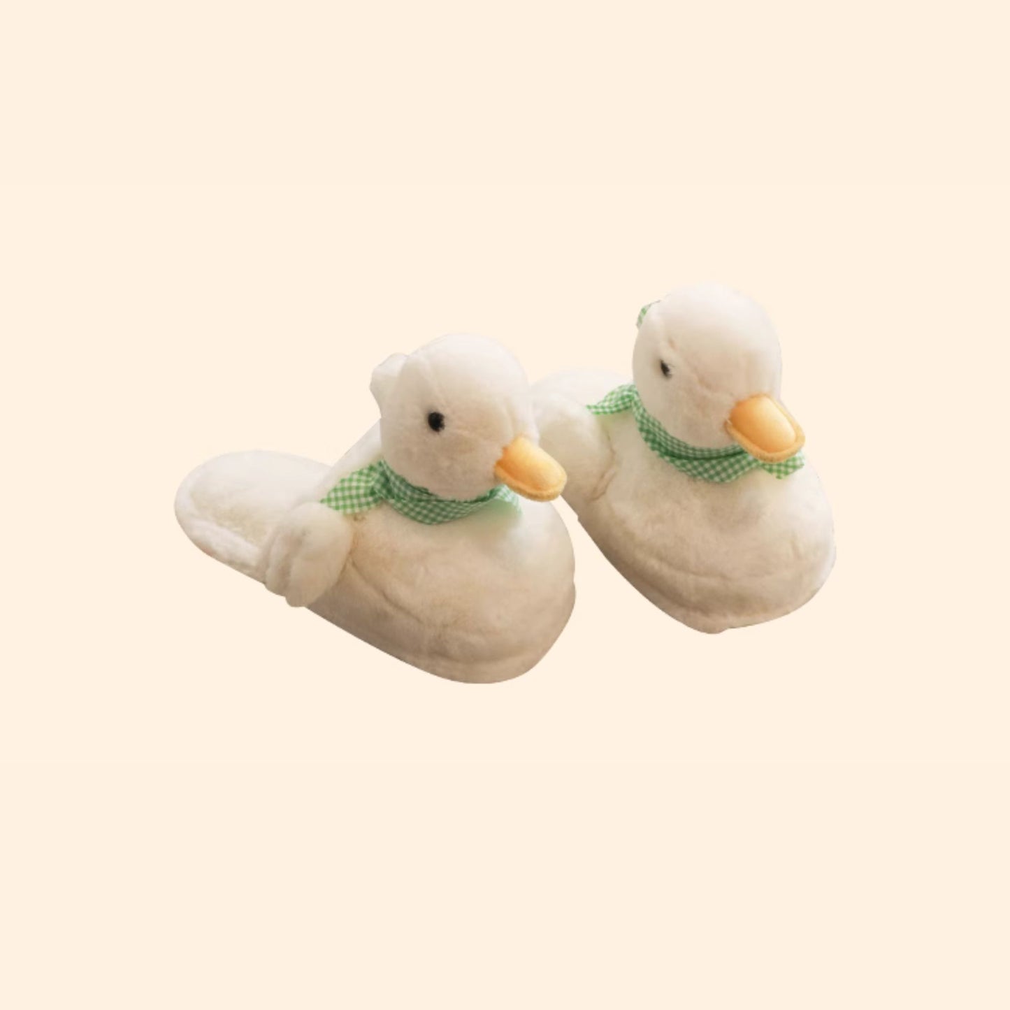 White Duck Fluffy Lounge Winter Slippers with Head Scarf