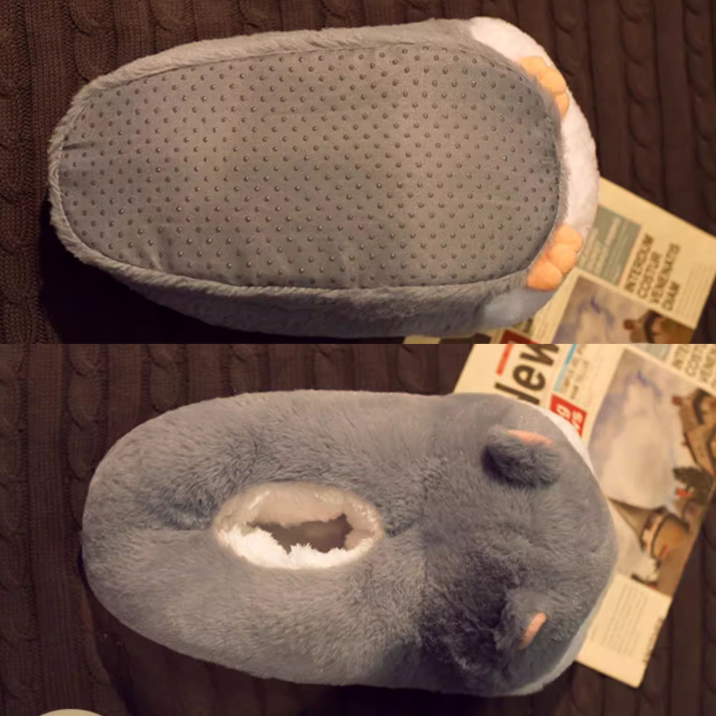 Grey Hamster Fluffy Cute Lounge Slippers