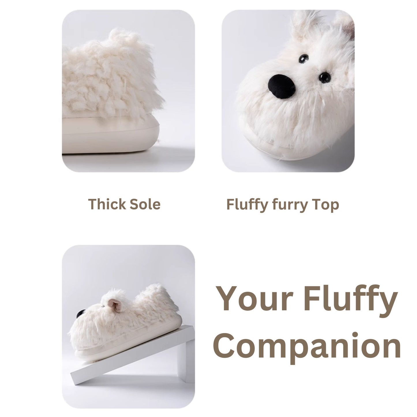 Fluffy White Dog Comfy Lounge Slippers